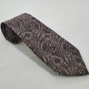 Pronto Uomo Silk NeckTie Paisley Black Bronze Designer NWT